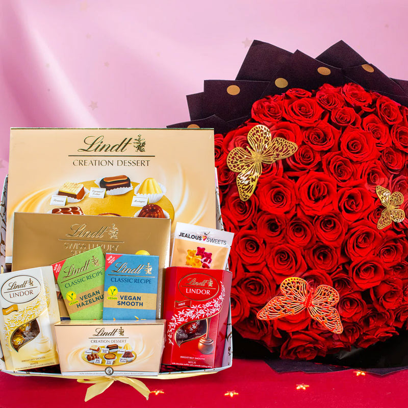 100 Roses with Chocolate Hamper