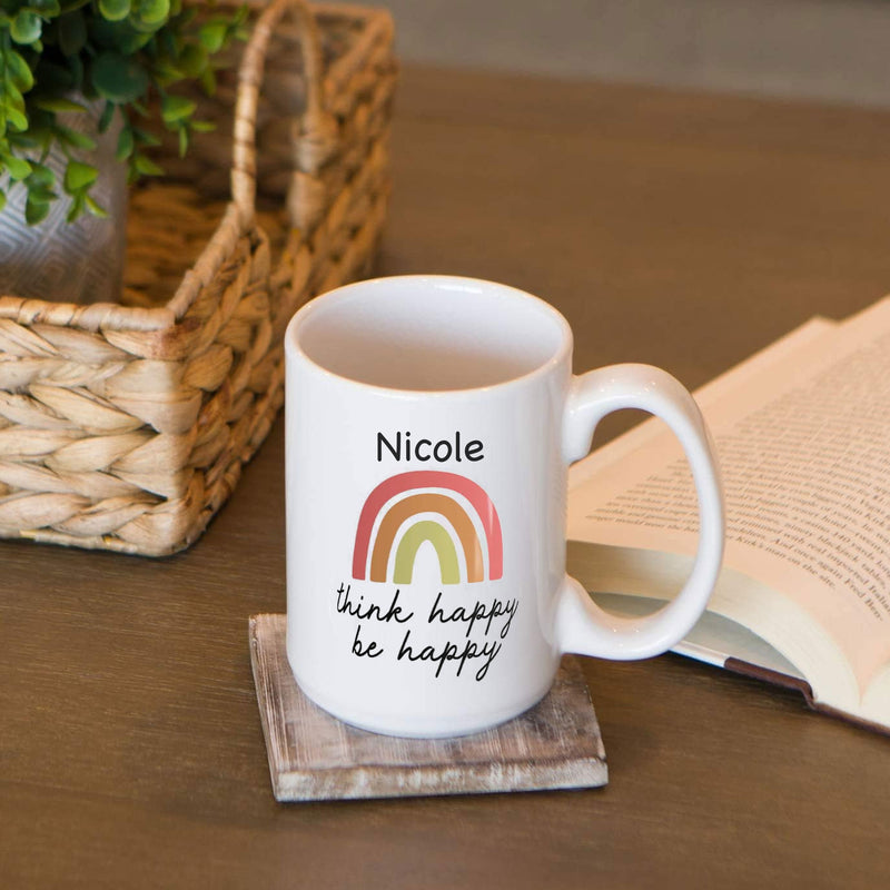 Personalised Be Happy Ceramic Coffee Mug - 450ml