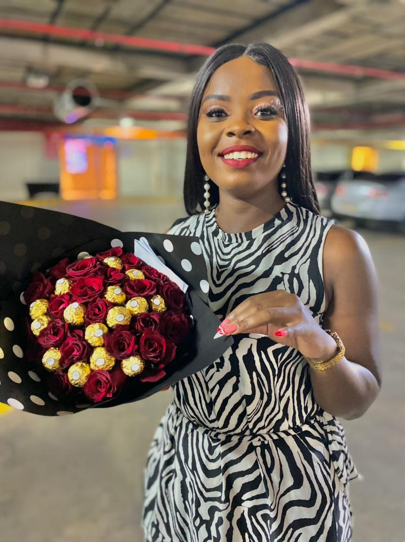 Finesse Roses and Ferrero Chocolates Bouquet