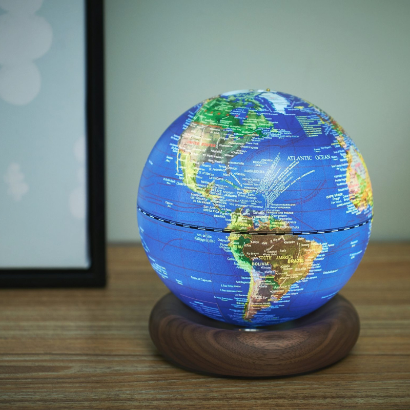 Gingko AtlasGlobe Dark Blue Mini Walnut Globe