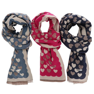 Cashmere Feel Hearts Scarf