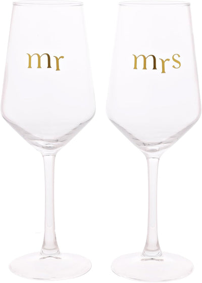 Confetti Set of 2 Wine Glasses - Mr & Mrs