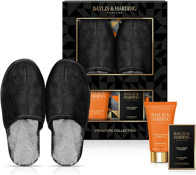 Baylis & Harding Black Pepper & Ginseng Men's Luxury Slipper Gift Set