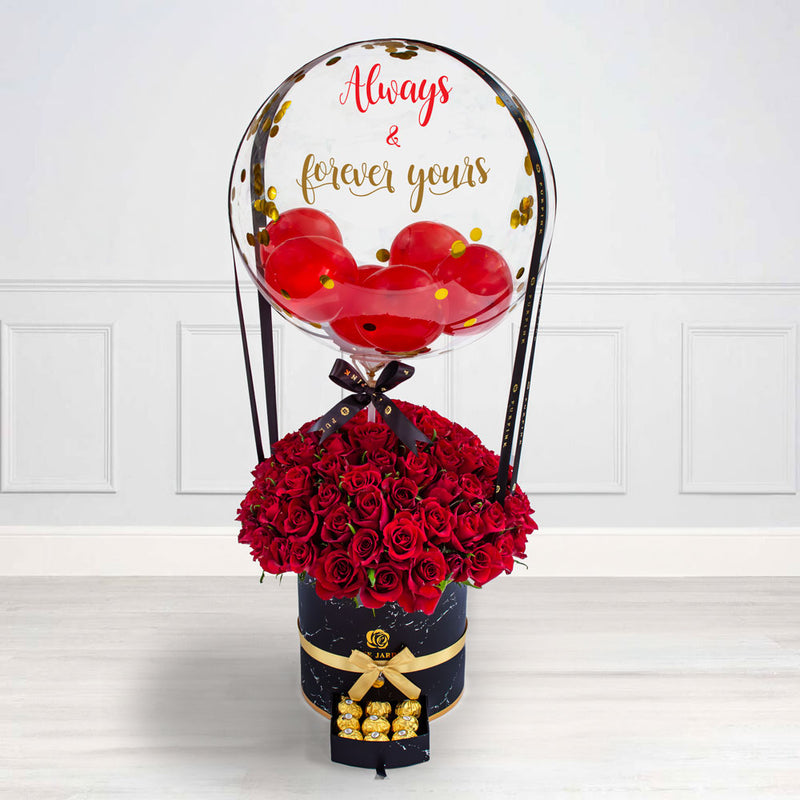 Premium Roses & Ferrero Hot Air Balloon