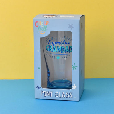 Cheerful Pint Glass – Superstar Grandad