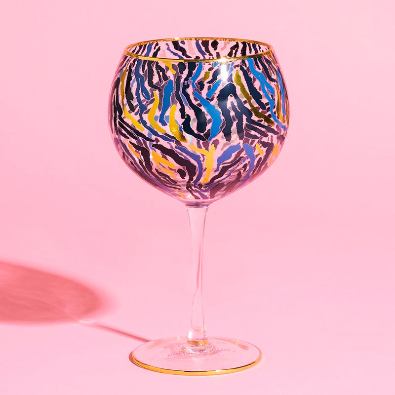 Single  Frida Set of 2 Zebra Print Gin Glass