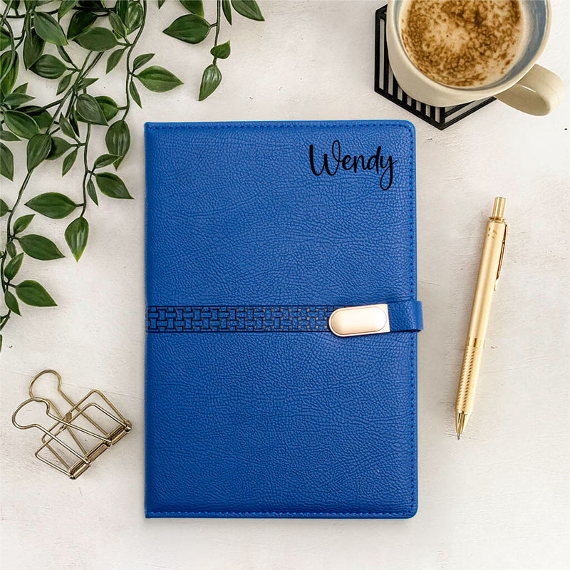 Personalised Leathersque B5 Blue Notebook