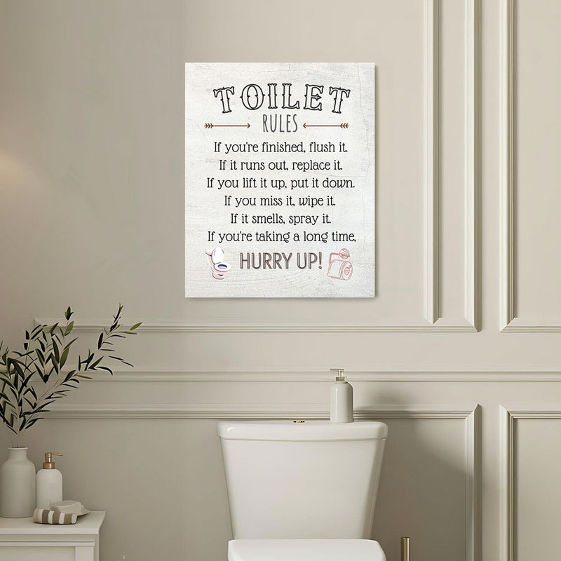 Toilet Rules Wall Hanging House Plaque