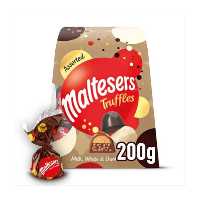 Maltesers Assorted Truffles White, Dark and Milk Chocolate Gift Box of Chocolates 200g