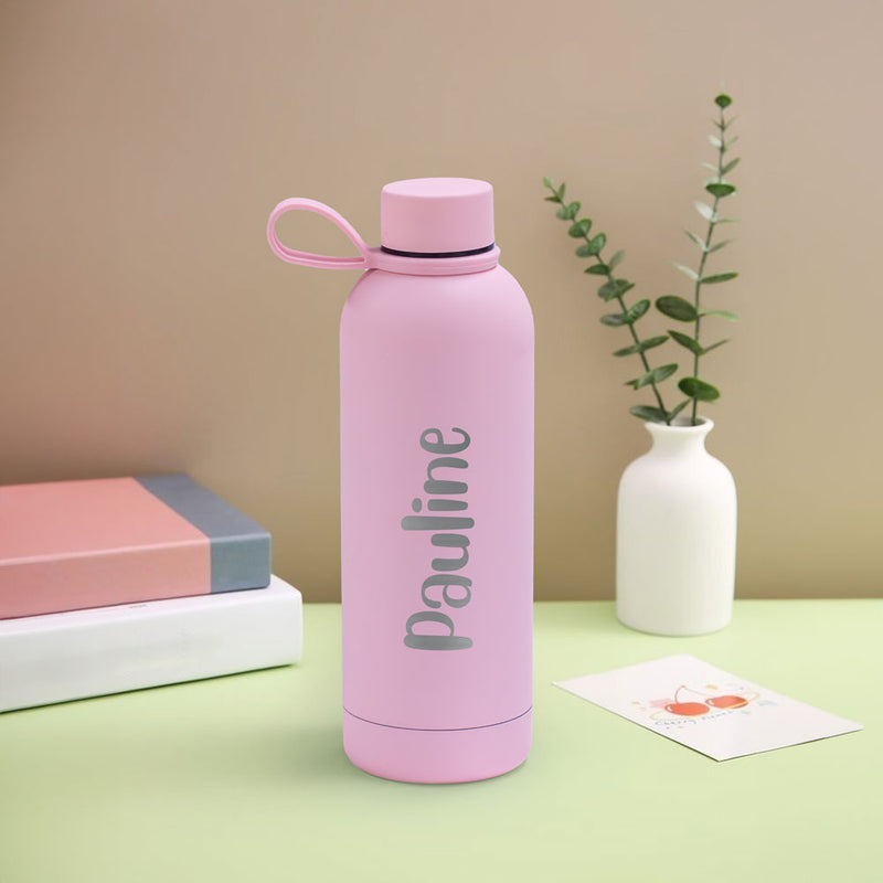 Personalised Soft Touch Pink Water Bottle-500ml