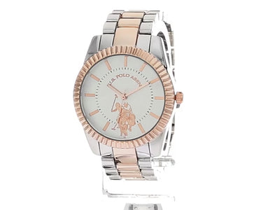 U.S. Polo Assn. Women's Silver & Rose Gold-Tone Bracelet Watch