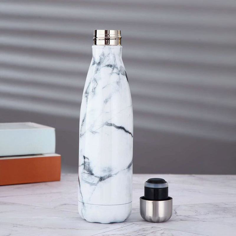 Grey Marble Vacuum Water Bottle - 500ml