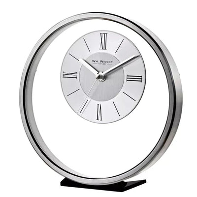 Wm.Widdop Round Silver Mantel Clock