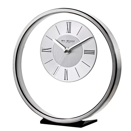 Wm.Widdop Round Silver Mantel Clock