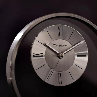 Wm.Widdop Round Silver Mantel Clock