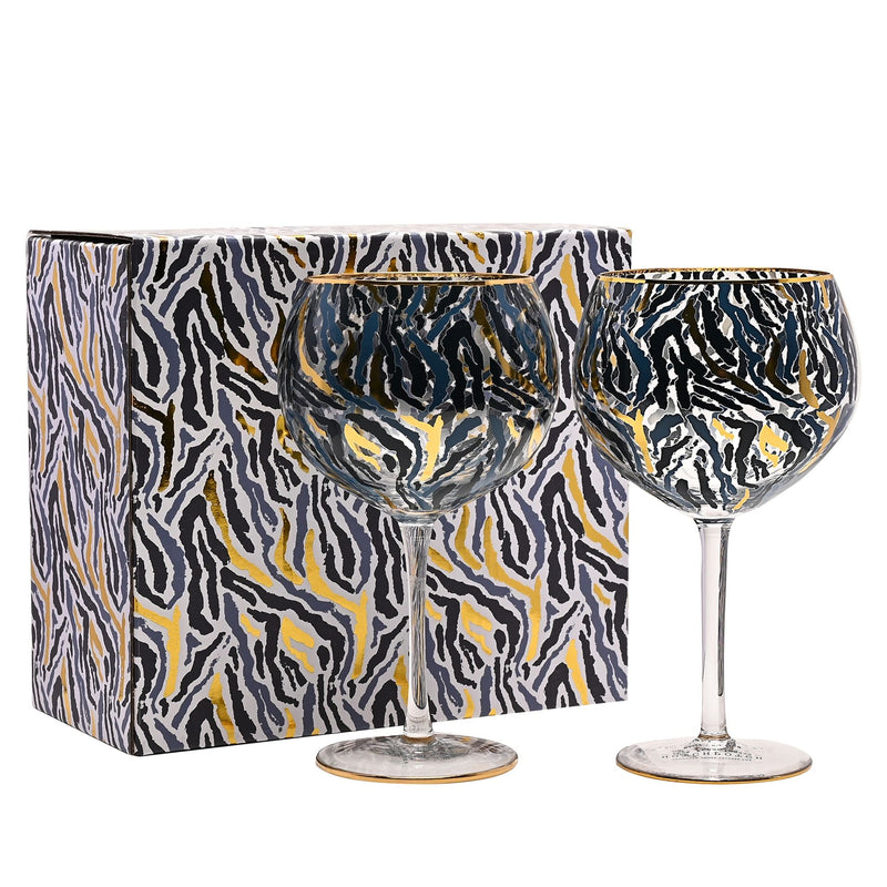 Frida Set of 2 Zebra Print Gin Glass