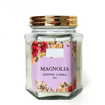 Magnolia Hexagonal Glass Jar Candle 5 oz