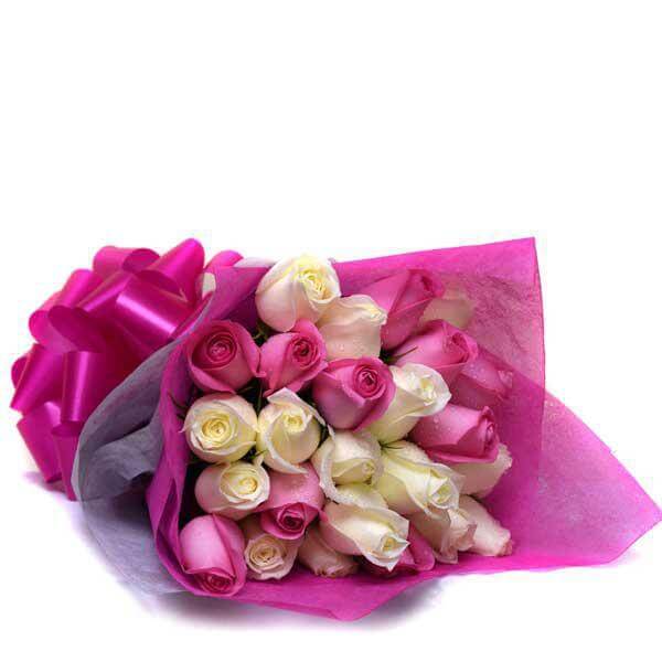 Pink and White Rose Bouquet